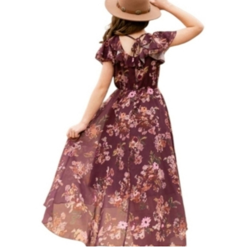 Joyfolie Plum Ikat Jen Cream Flutter Sleeve Girls Dress 3 NWT - Picture 2 of 3